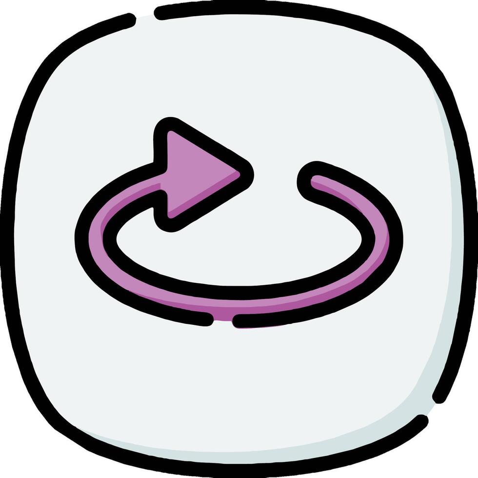 A purple arrow pointing to a button vector