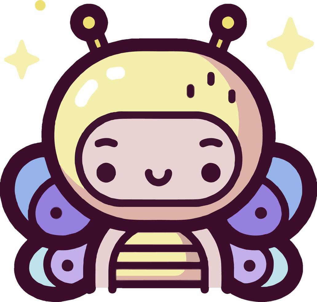 A cartoon butterfly with a smile on its face vector