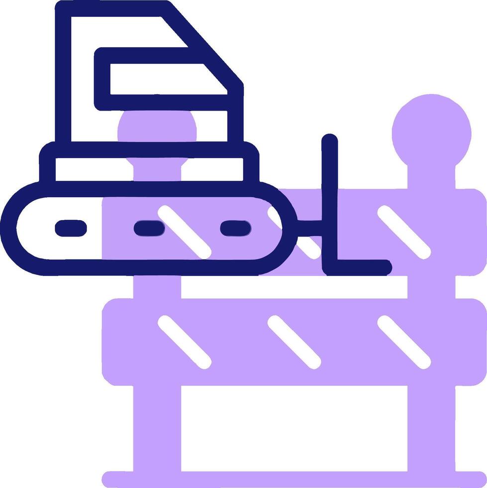 A purple icon of a construction machine vector