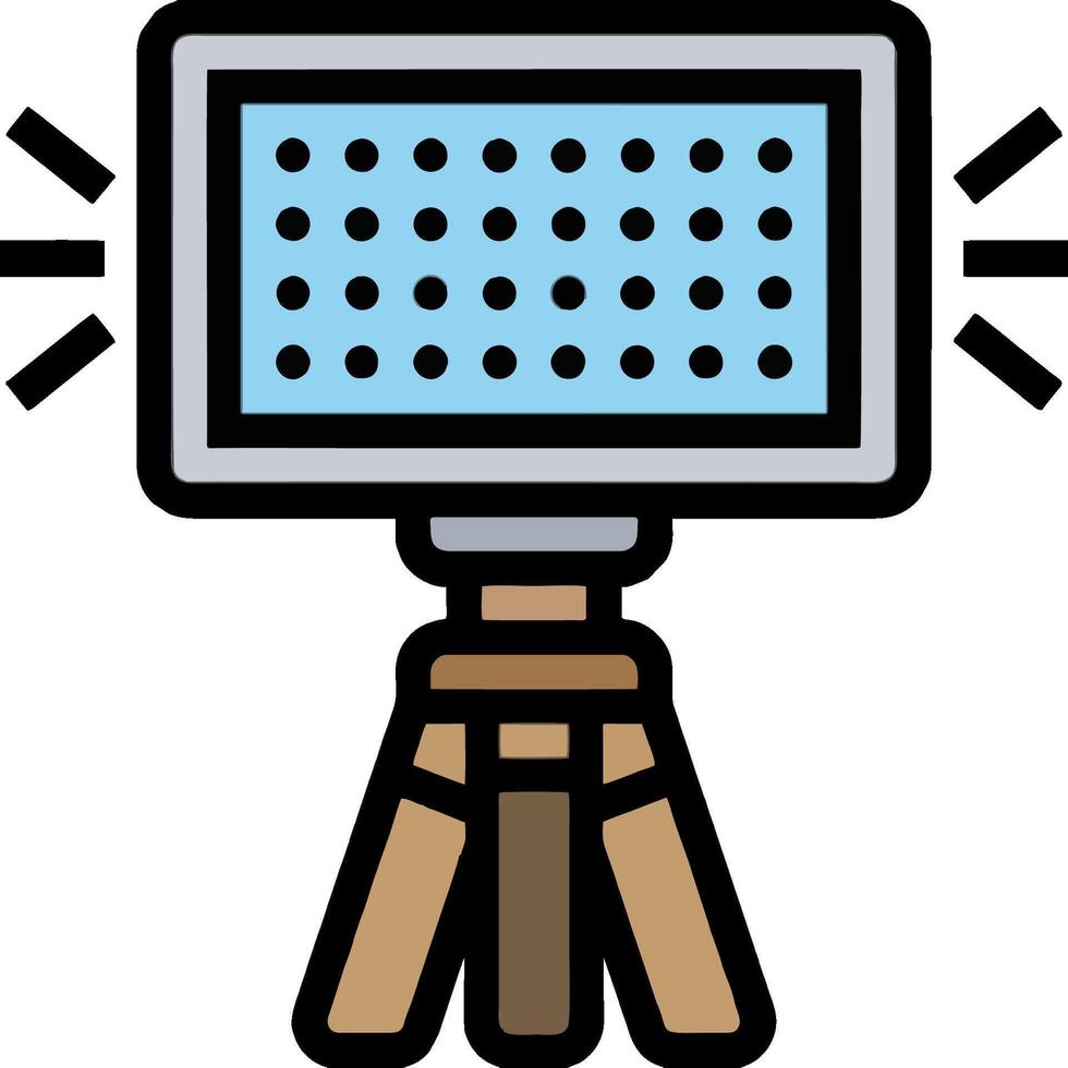 A light on a tripod with a camera on it vector
