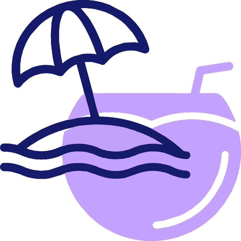 A purple coconut with an umbrella and drink vector