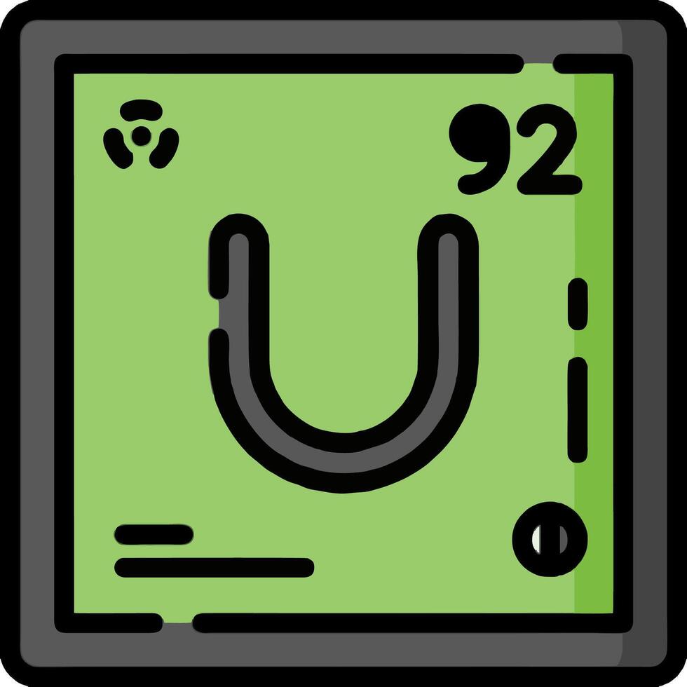 The periodic table of elements, with the symbol for uranium vector