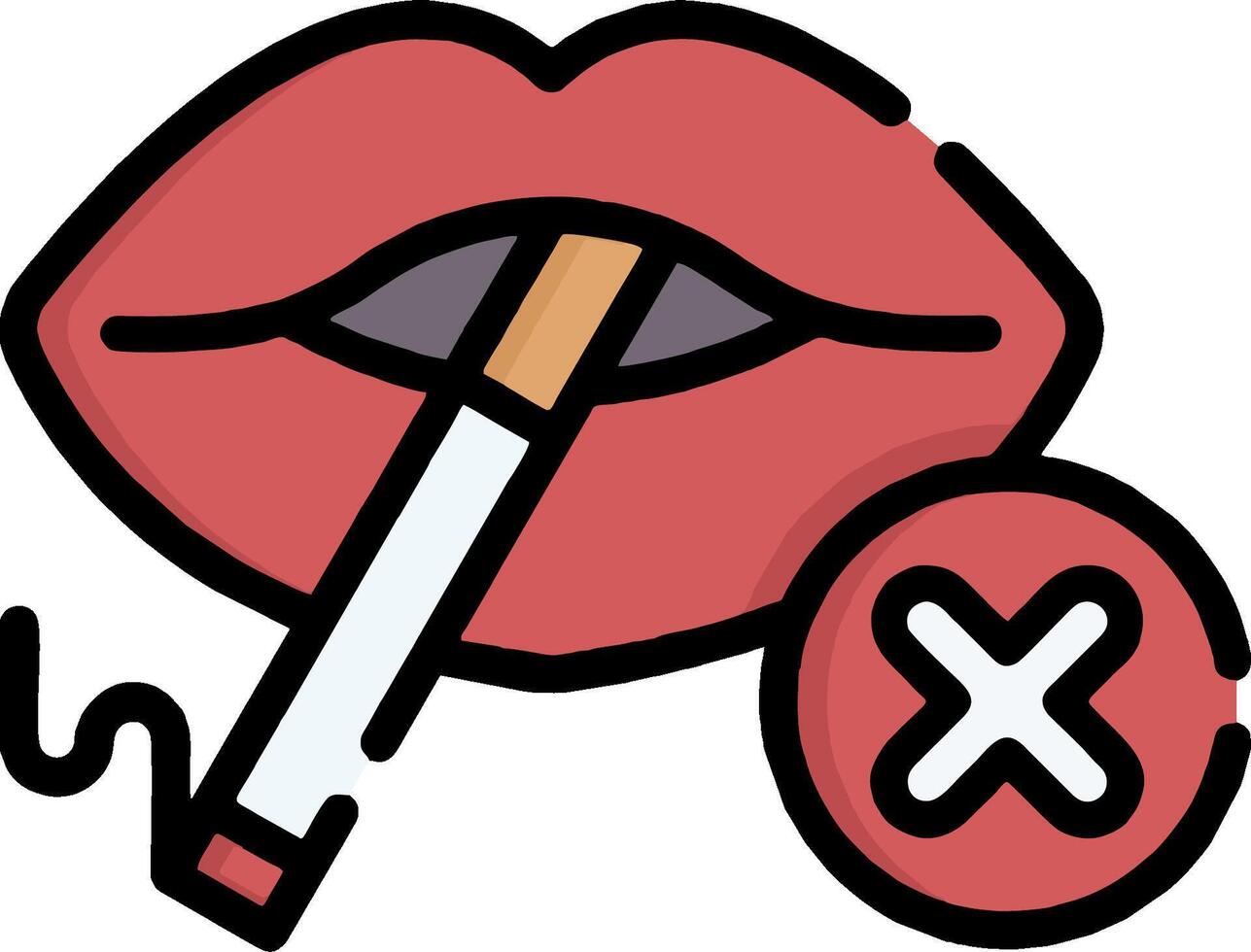 A red lips with a cigarette and a cross vector