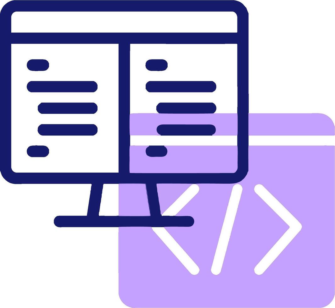 A computer monitor with a code symbol on it vector