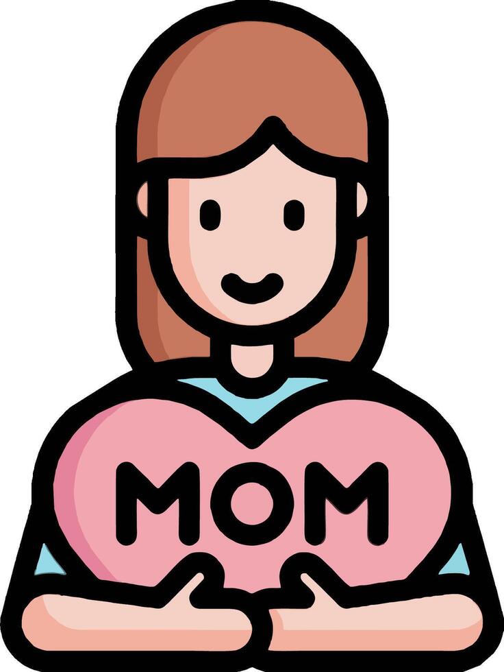 A woman holding a heart shaped mom vector