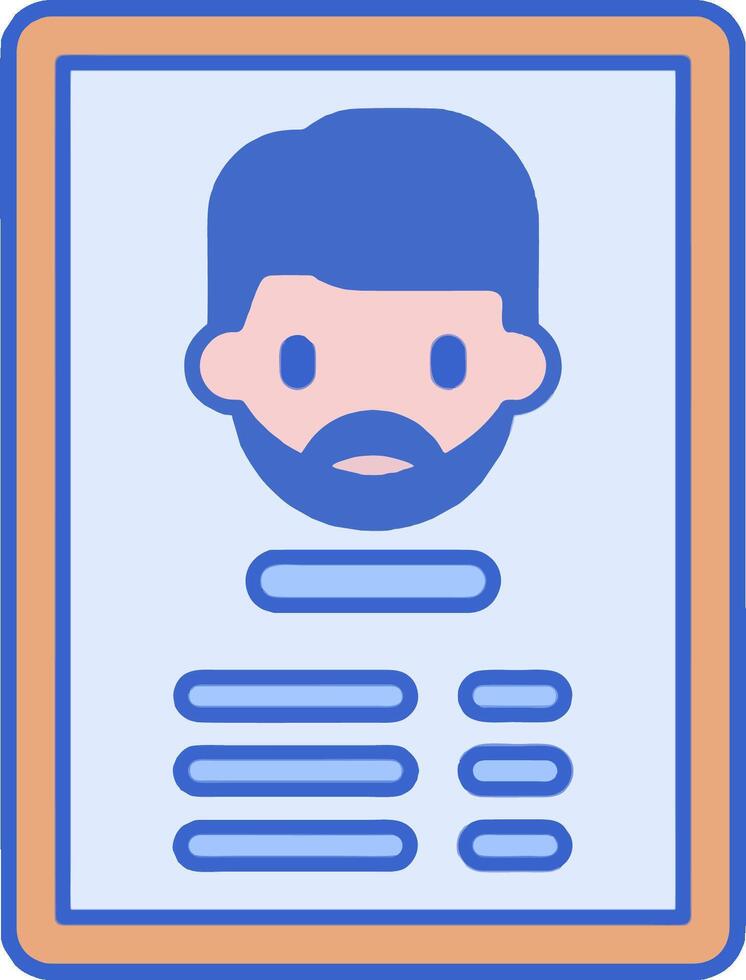 A man with a beard and glasses is shown in an orange and blue frame vector