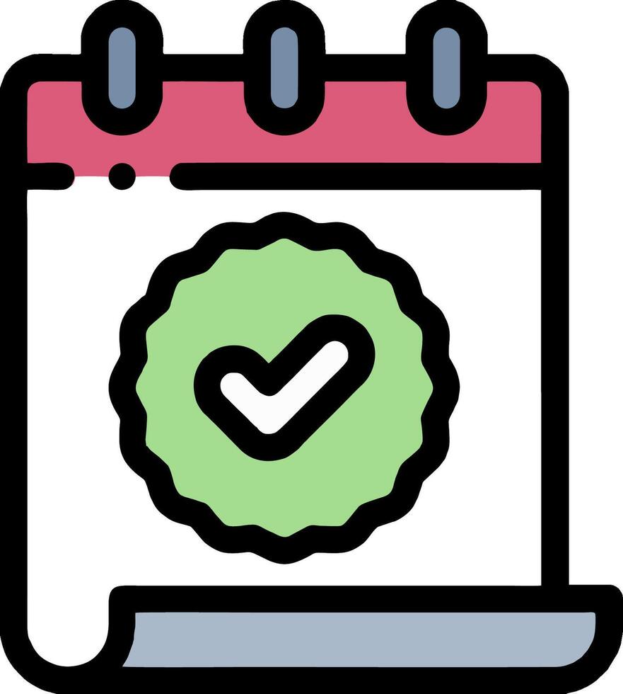 A calendar icon with a tick mark vector