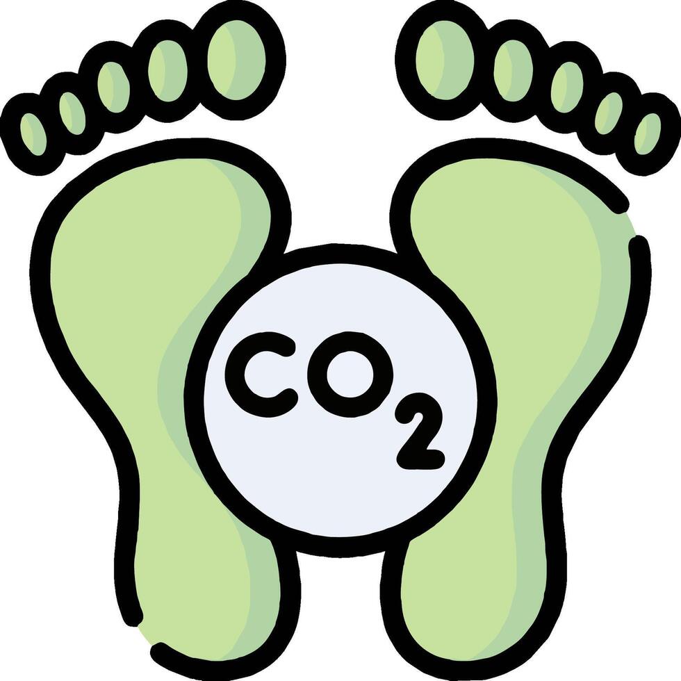 Footprints with the word co2 and a green ball vector