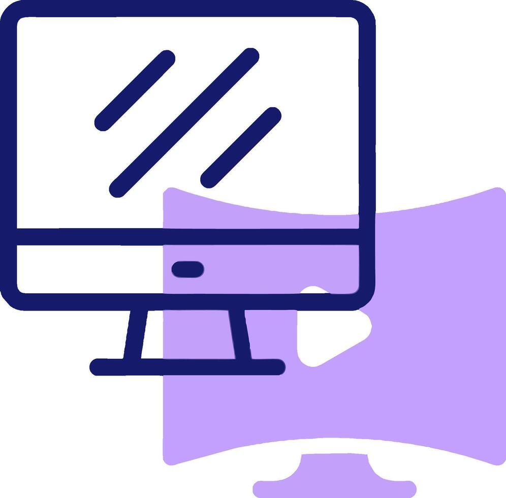 A computer monitor with a screen and a purple background vector