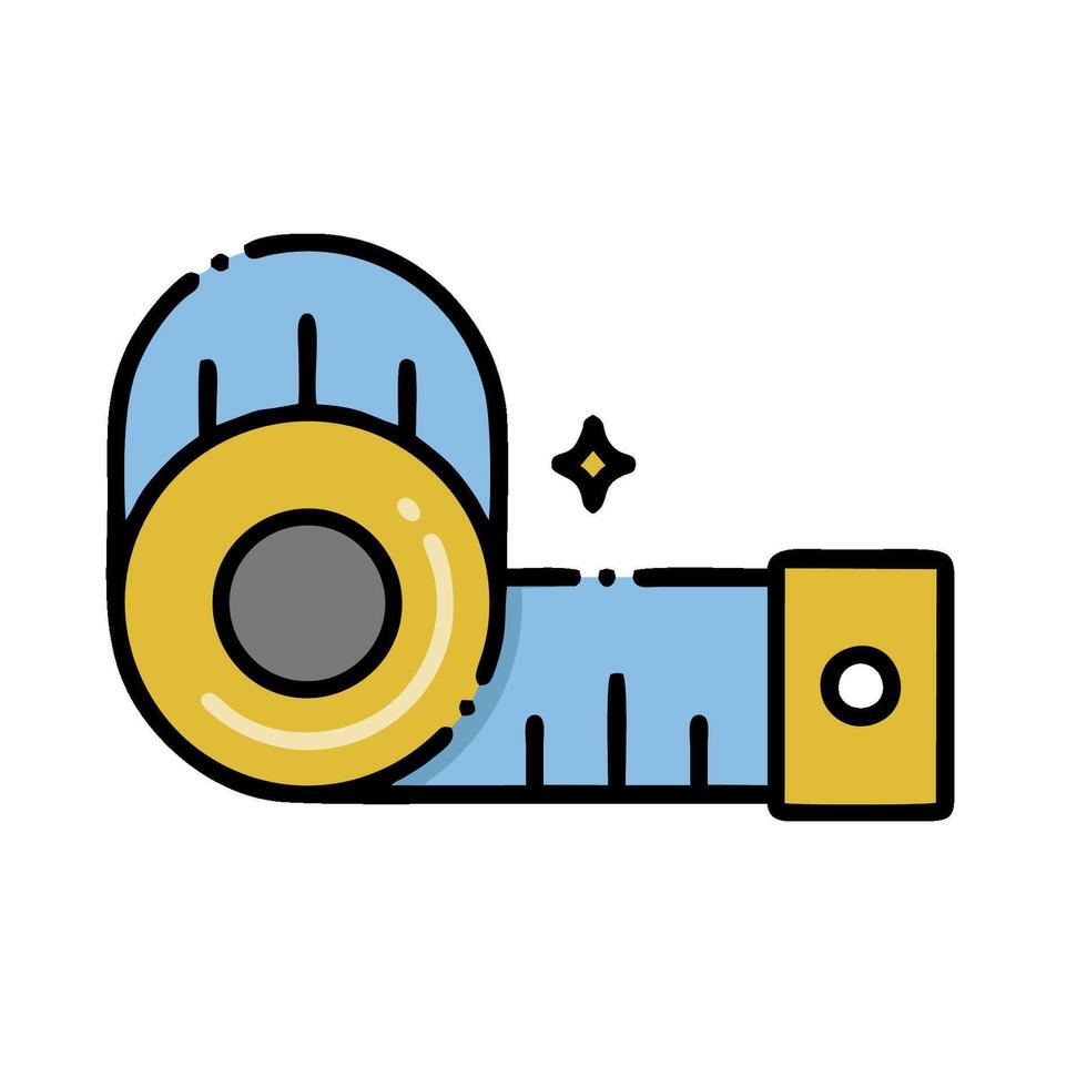 A blue and yellow tape measurer icon vector