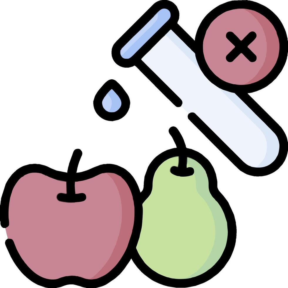 An apple and a test tube with a green apple vector