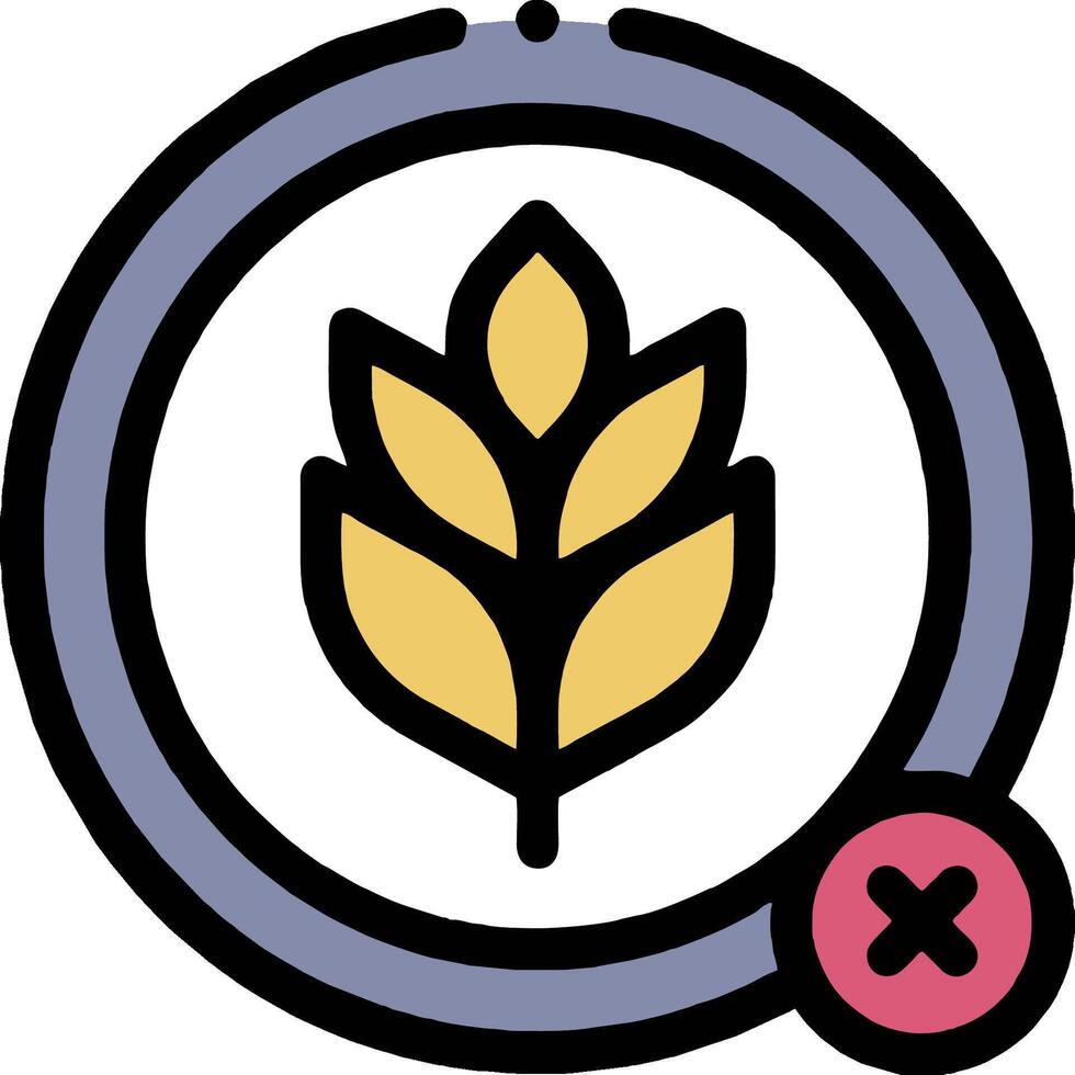 A wheat leaf icon with a red cross vector