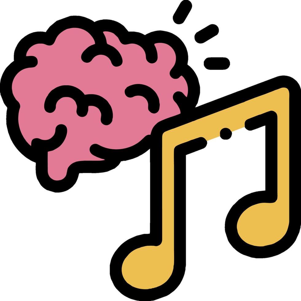 A brain and music note with a musical note vector