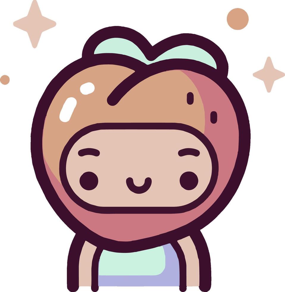 A cartoon girl with a peach on her head vector