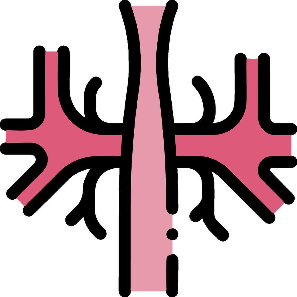 A pink and black illustration of a human heart vector