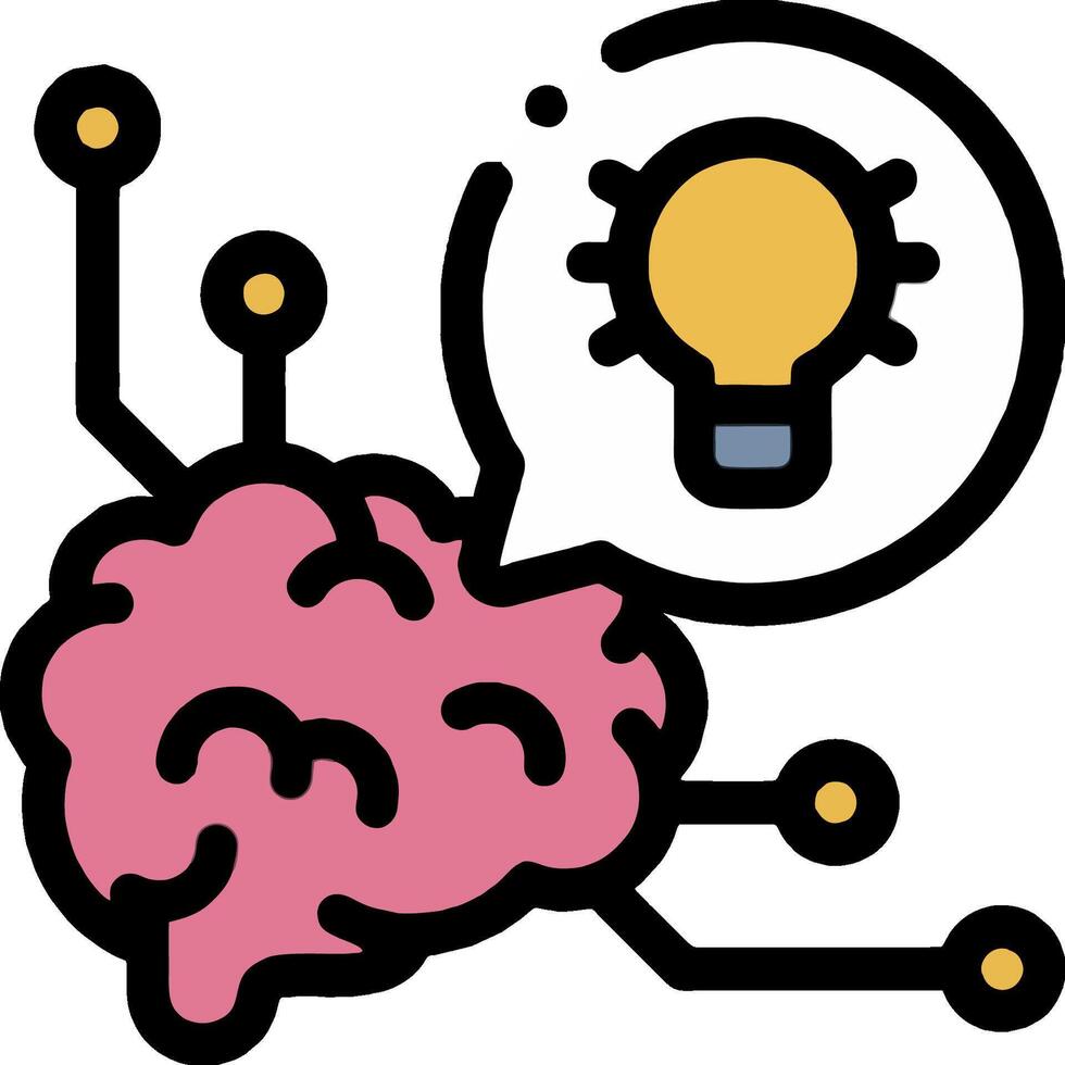 A brain with a light bulb and a speech bubble vector