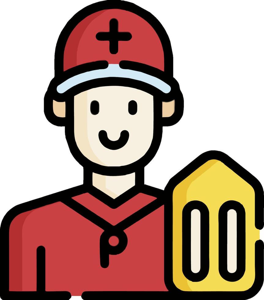 A baseball player holding a baseball bat and a yellow tag vector
