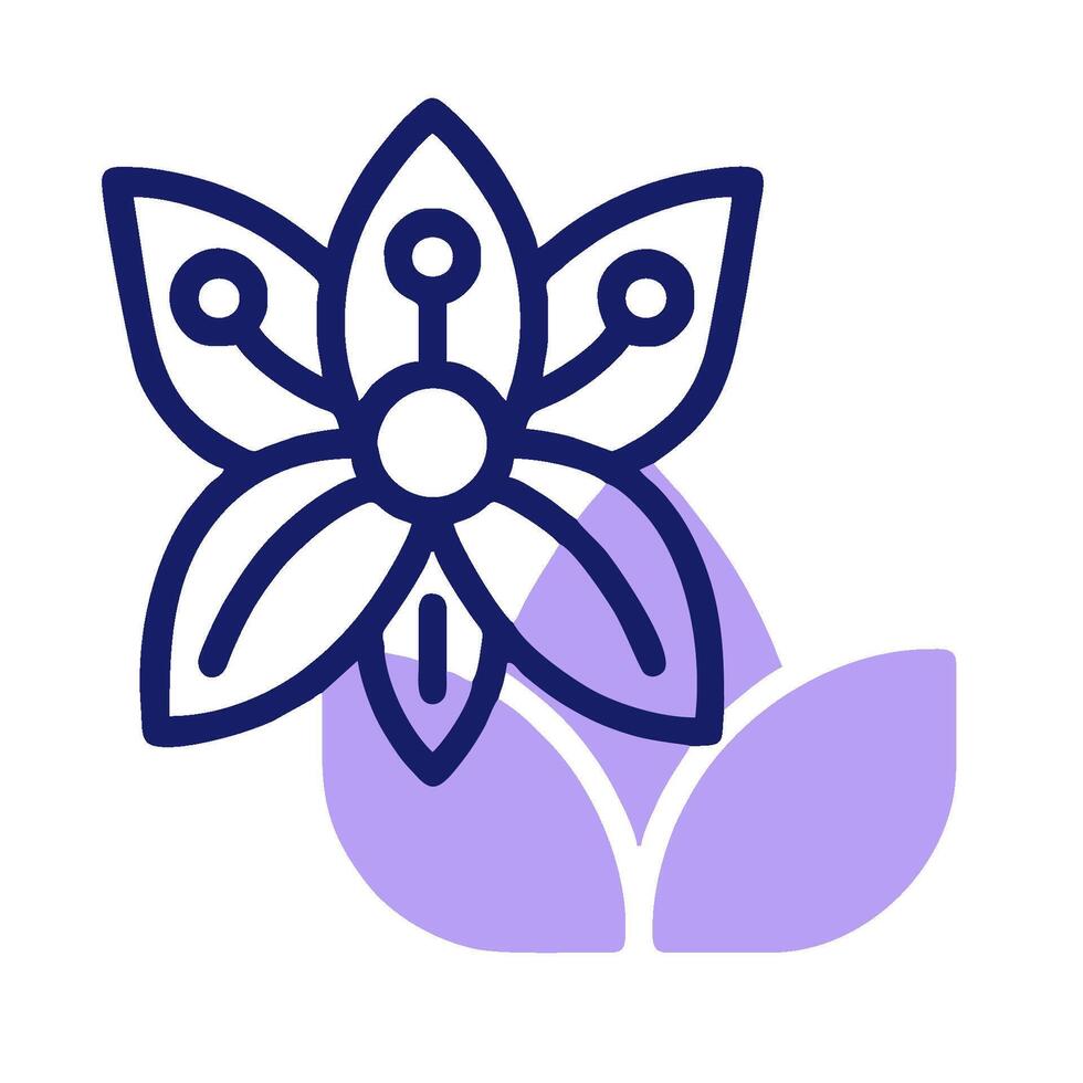 A purple flower with a blue outline vector