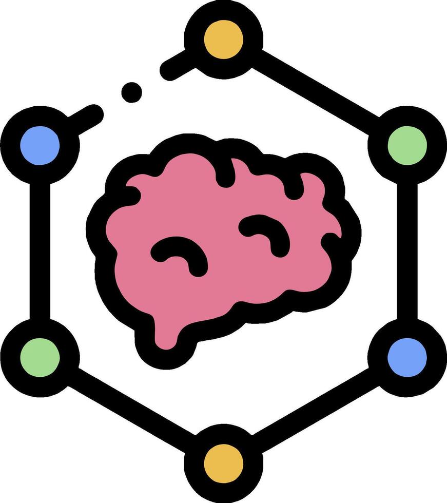A brain surrounded by circles and dots vector