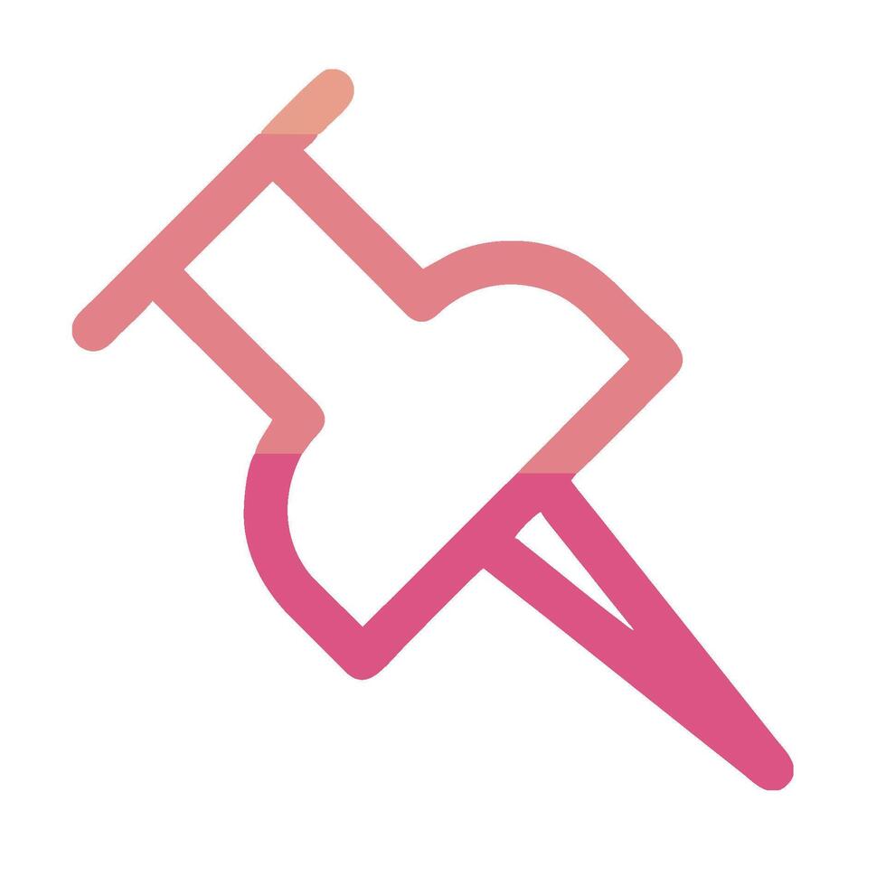 A pink and white icon of a needle vector