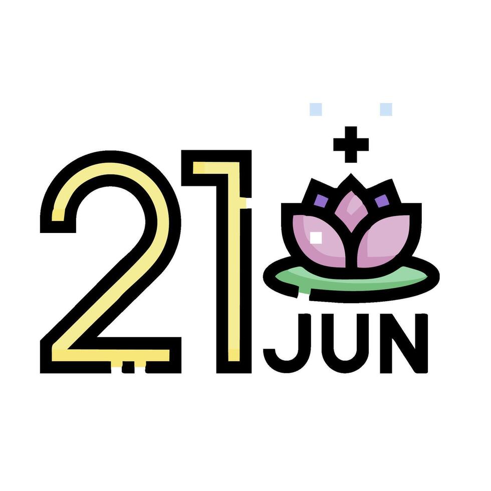 The 21st june logo is shown with a flower in the middle vector