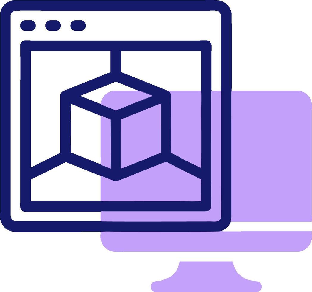 A computer screen with a cube on it vector