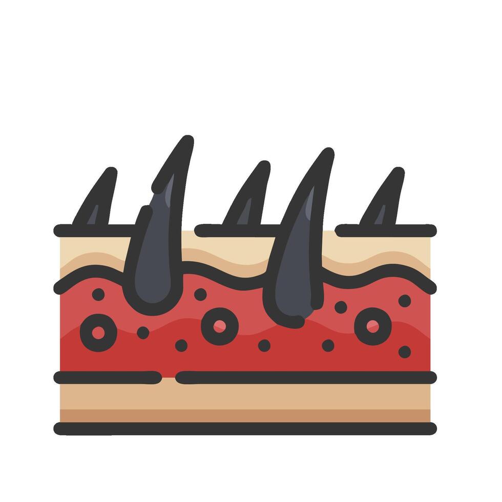 A piece of cake with black and red frosting vector