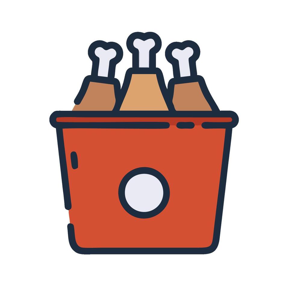 A bucket full of chicken in a red bucket vector