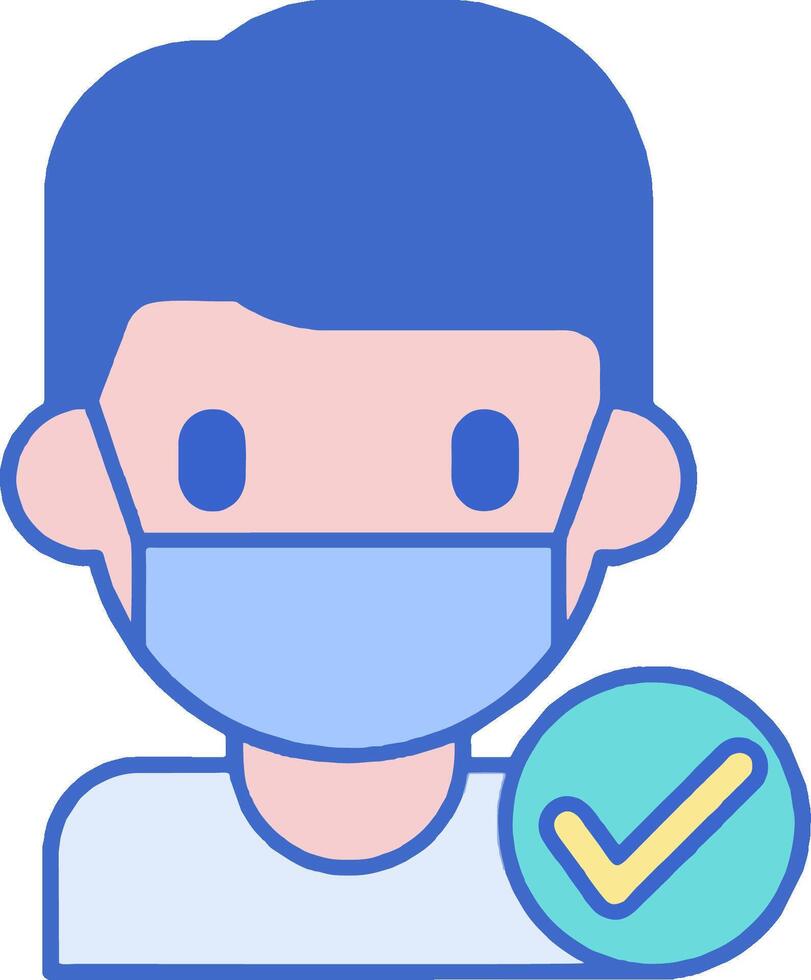 A man wearing a mask and holding a check mark vector