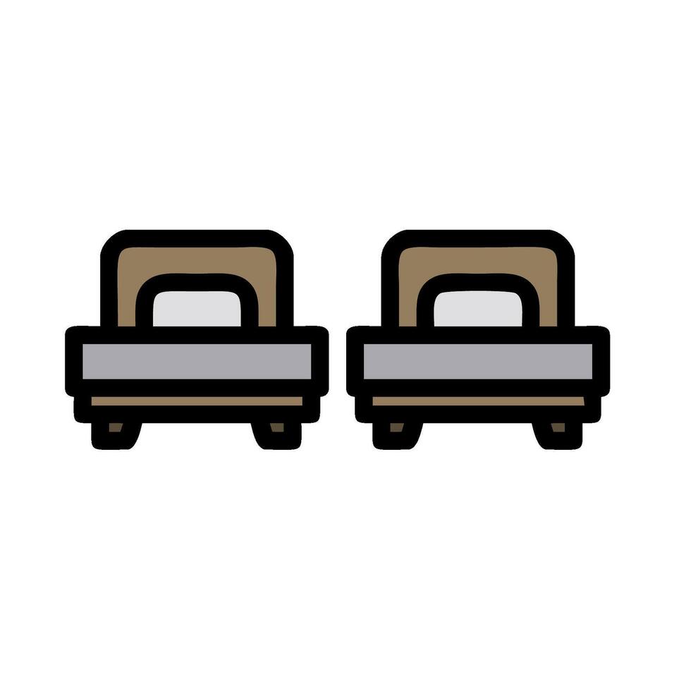 Two beds are shown in a flat style vector