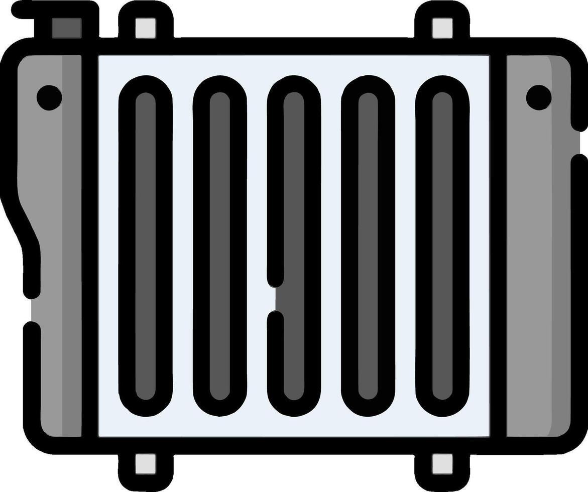A radiator with a black and white outline vector