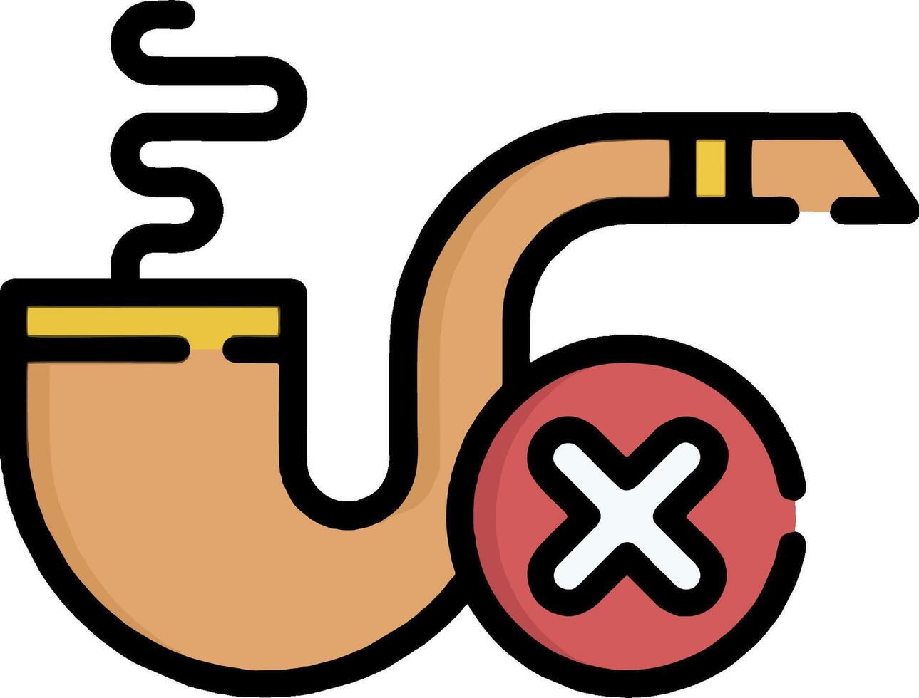 A pipe with a red cross on it vector