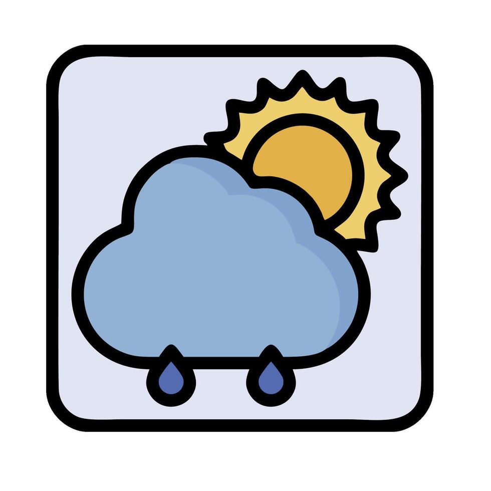 A weather icon with a sun and cloud vector