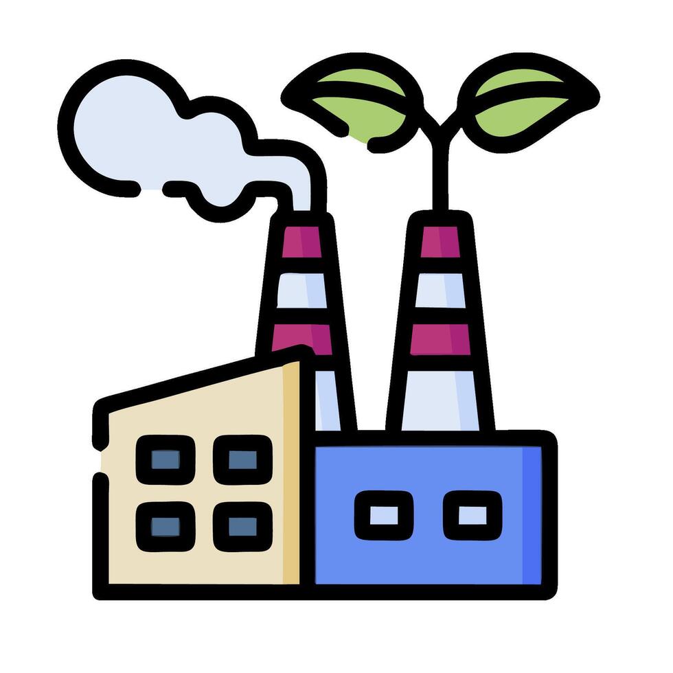 A factory with smoke coming out of the chimneys vector