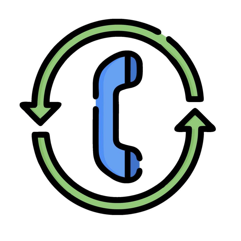 A phone in a circle with arrows pointing to it vector