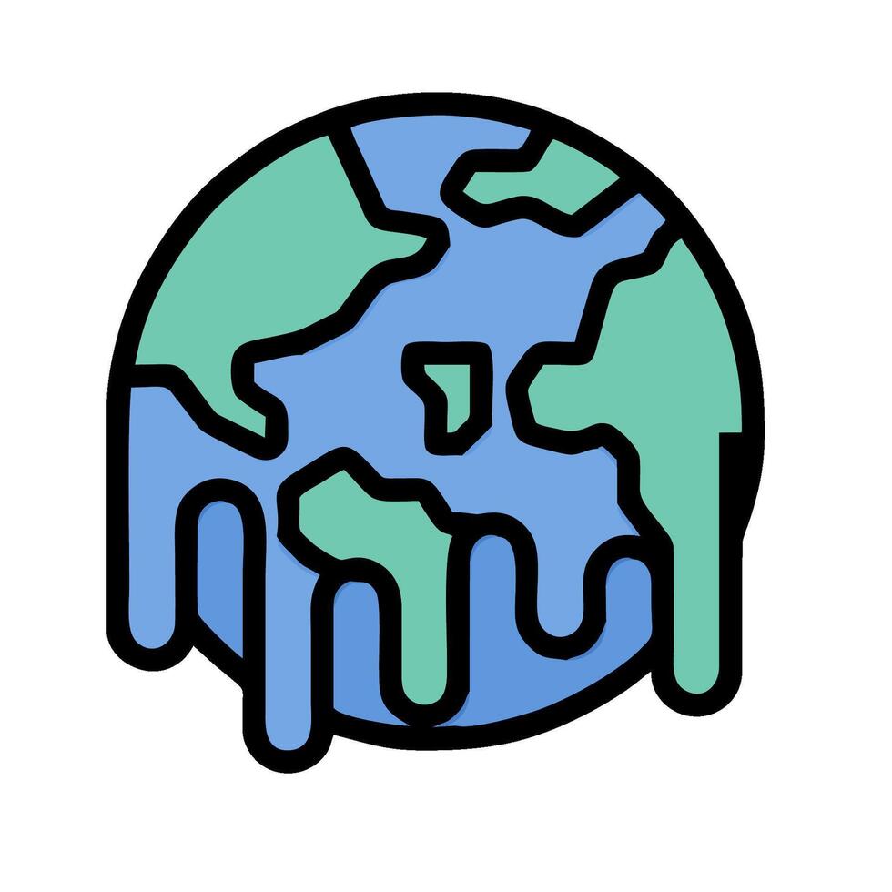A melting earth icon with a green and blue color vector