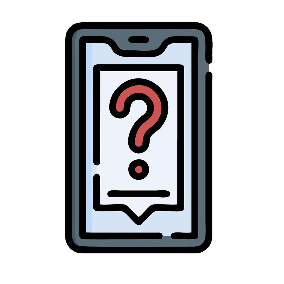 Mobile phone with question mark icon vector