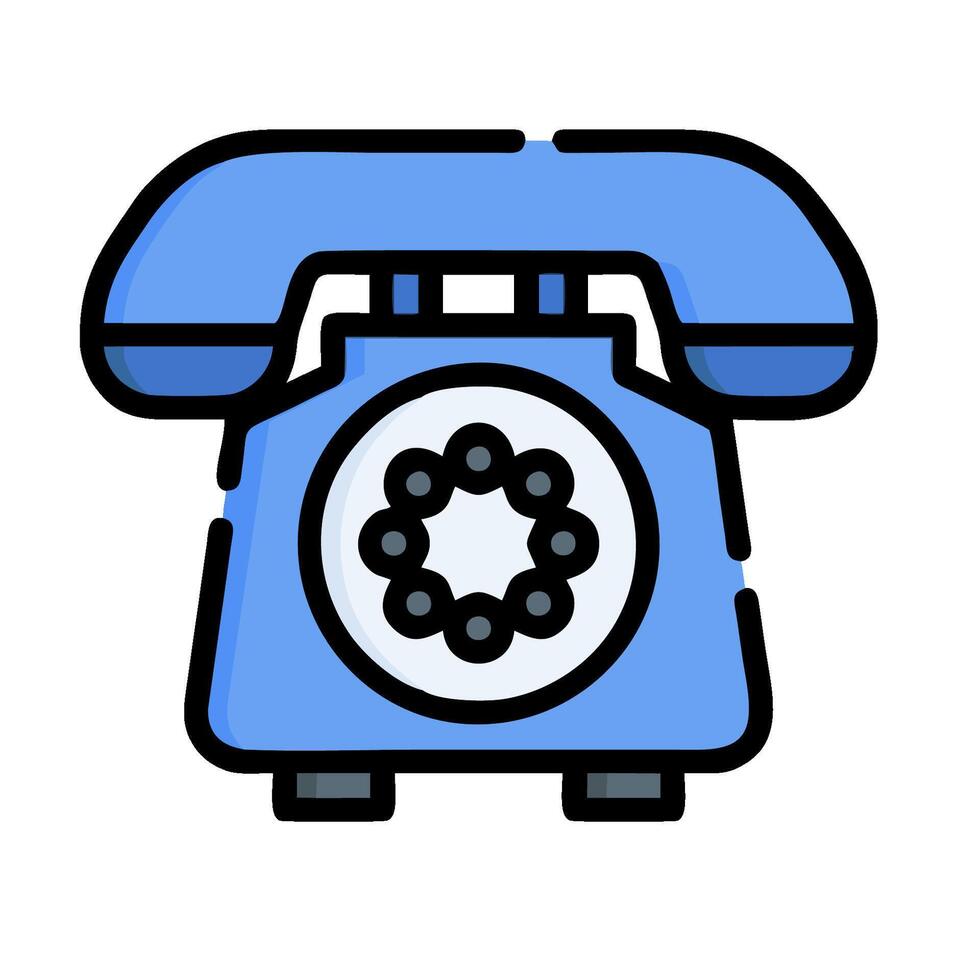 A blue telephone icon on a white background vector