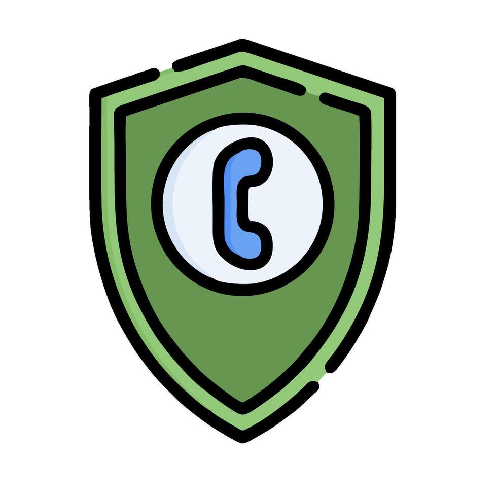 A green shield with a phone icon on it vector