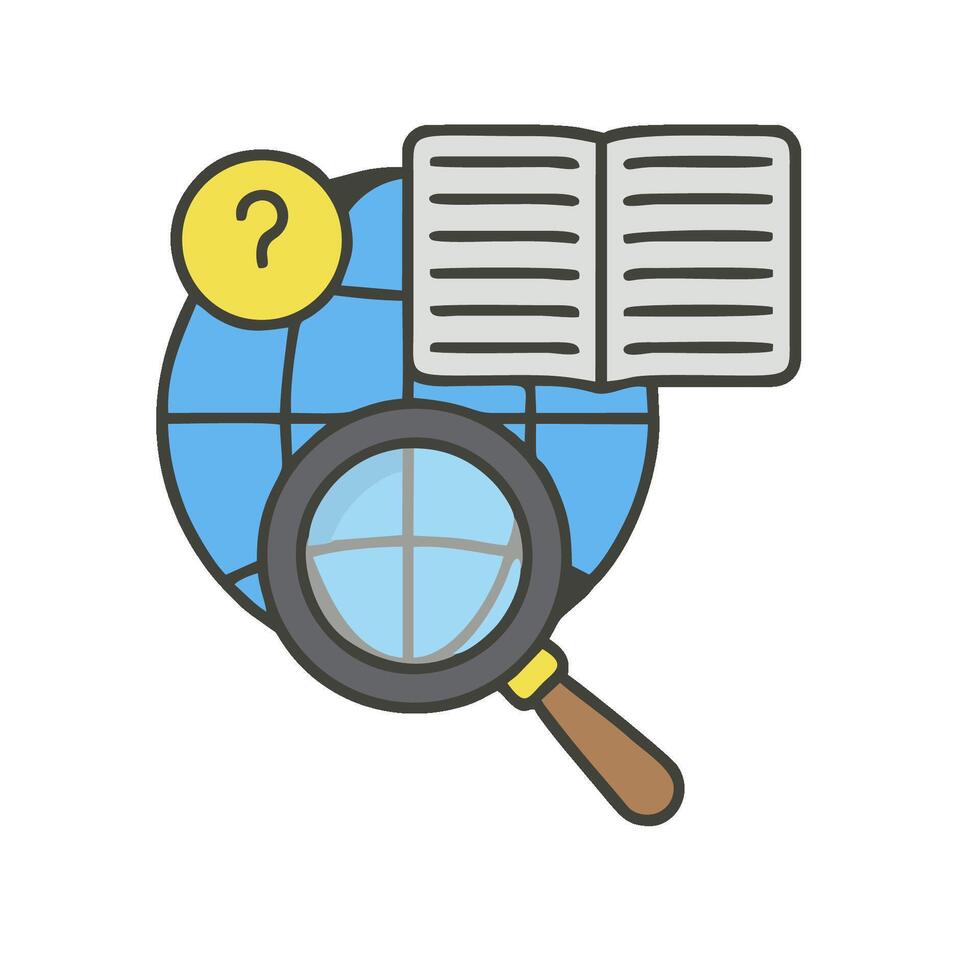 Magnifying glass and book icon illustration design vector