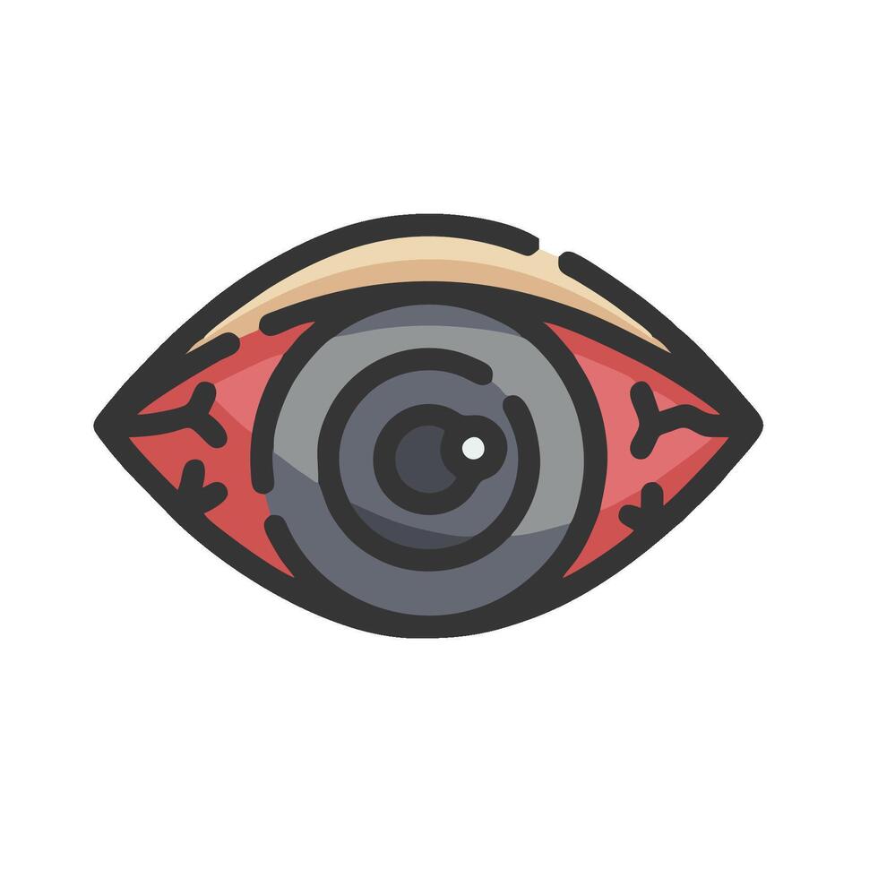 An eye icon with a red and black eye vector