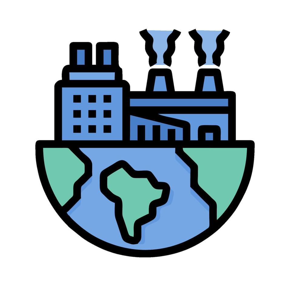 A globe with factories and a building on it vector