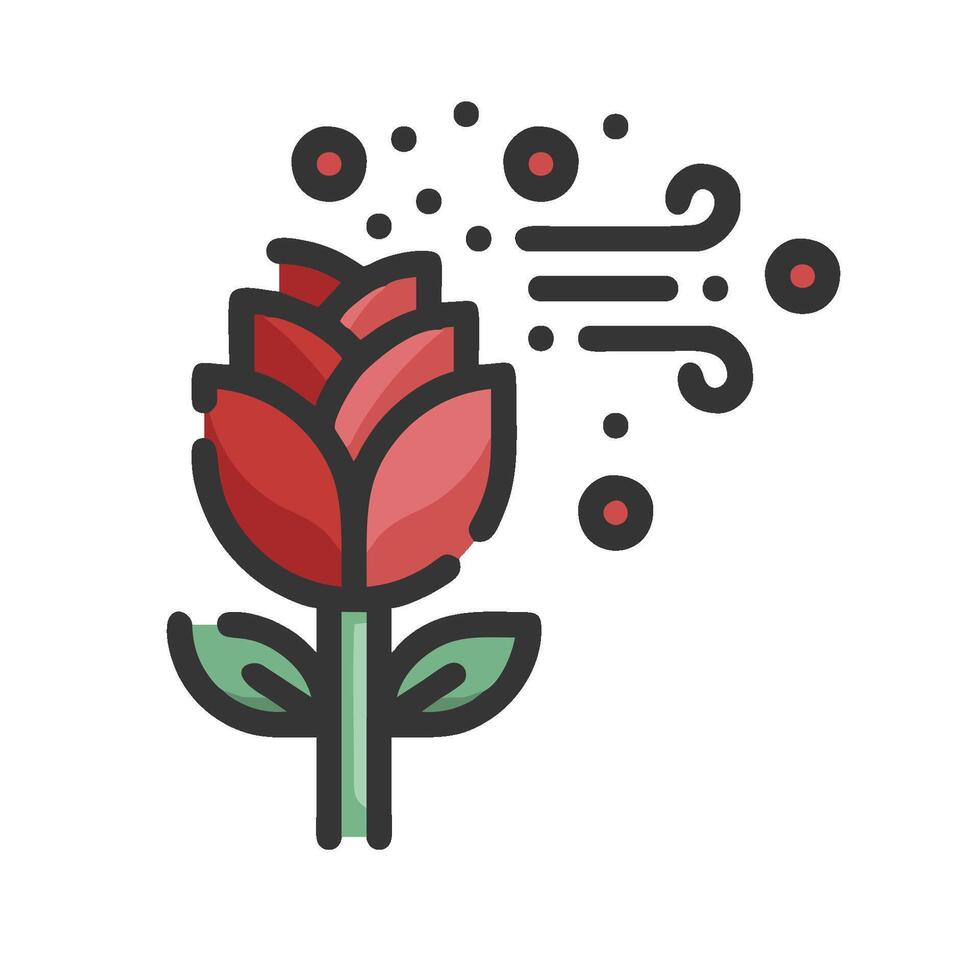 A rose with a red petal and a stream of bubbles vector