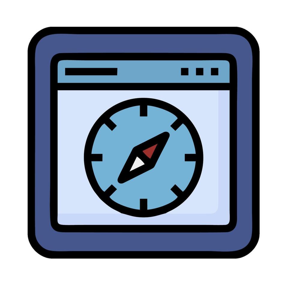 A computer screen with a compass icon vector