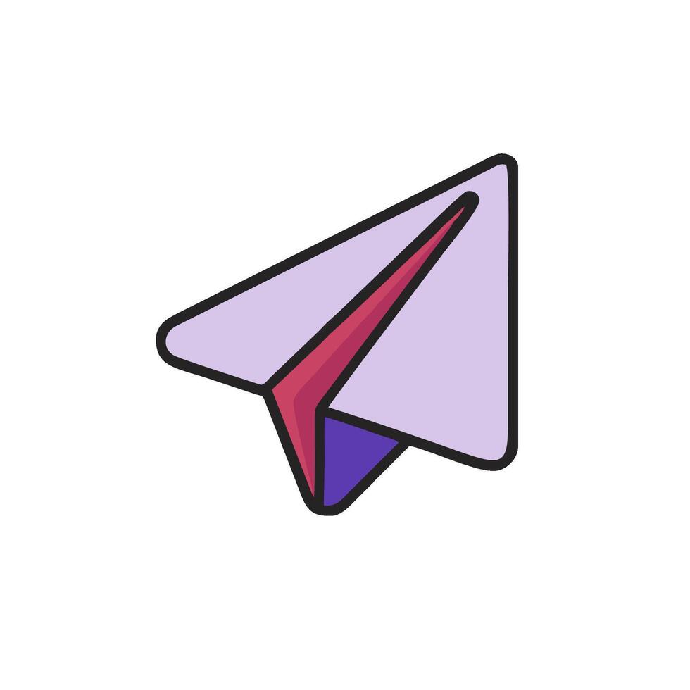 A paper airplane icon with a purple and pink paper vector