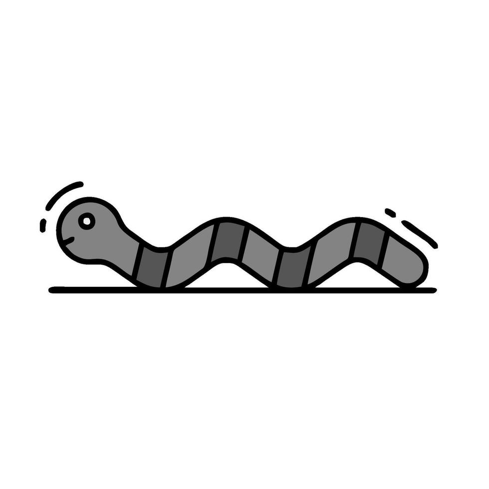 A black and white illustration of a worm vector