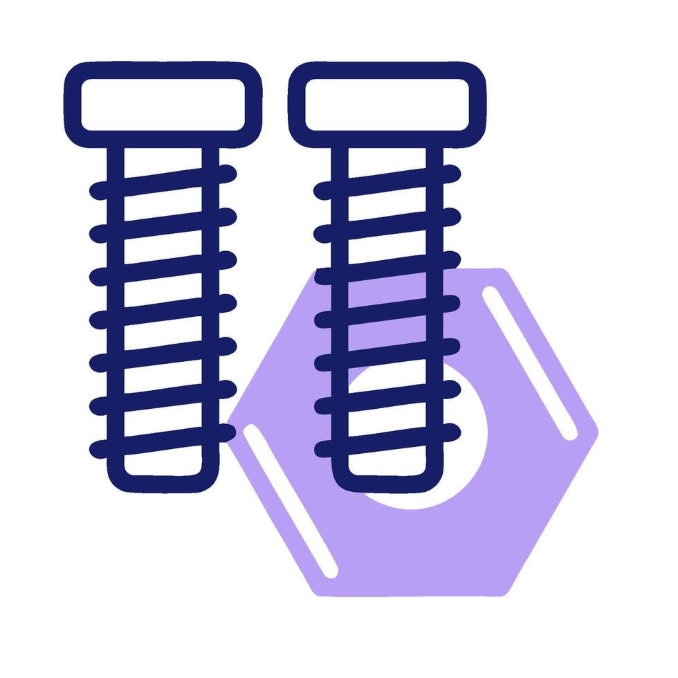 Screws and hex nuts icon on white background vector