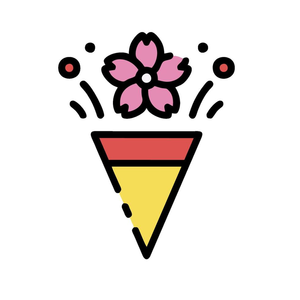 A colorful ice cream cone with a flower in it vector
