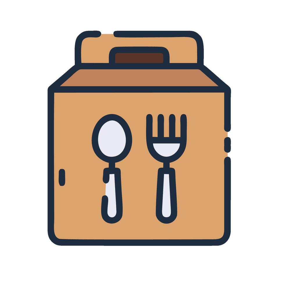 A box with a fork and spoon inside vector