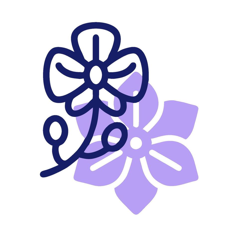 A purple flower with a blue outline vector